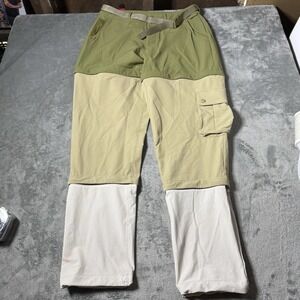 Outdoor Voices Women's Size M Green Beige RecTrek Zip Off Pants Belted Cargo